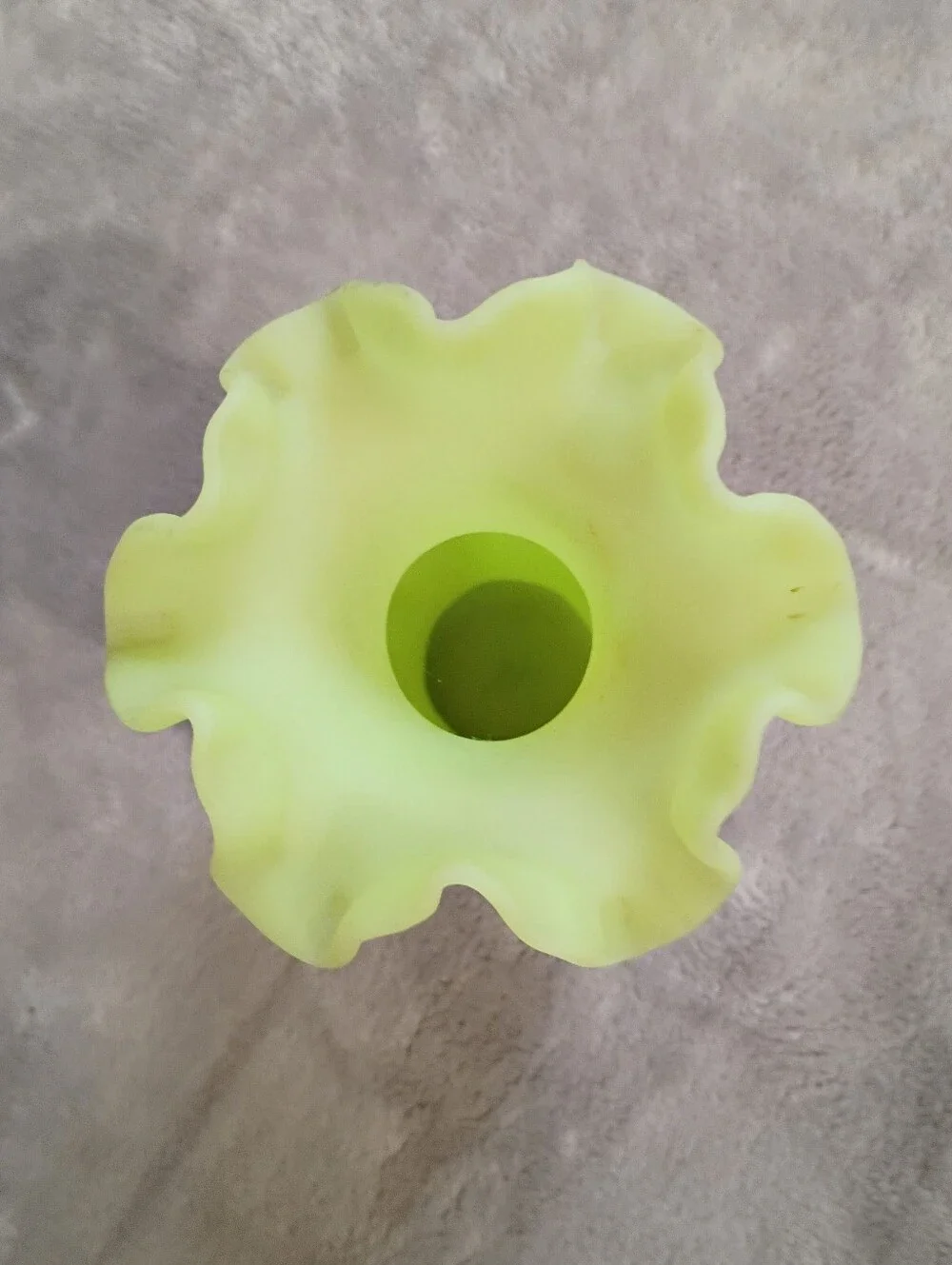 Fenton Glass Satin Lime Green Ribbed Flower Vase